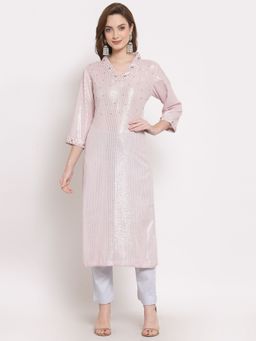 DART STUDIO - Stripes Cotton Kurta And Palazzo Pink (Set of 2)
