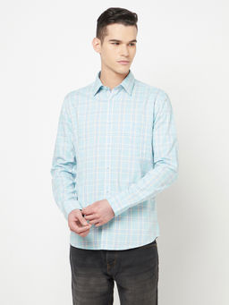 CRIMSOUNE CLUB - Men Blue Checked Shirt