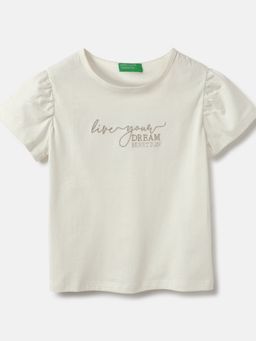 United Colors of Benetton - Regular Fit Round Neck Typography Top