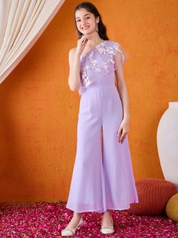 Cherry & Jerry - Girls Lavender Embroidered Jumpsuit