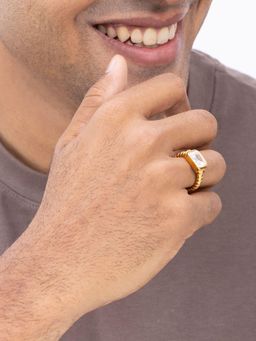 AQUASTREET - White Zircon Statement Ring Anti-Tarnish Waterproof 18K Gold Plated