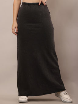 NOBARR - Womens Acrylic Elastic A-Line Maxi Dark Grey Skirt