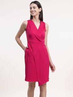 FableStreet - Overlap Panel Shift Dress Fuchsia