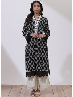 Lakshita - Black Phool Collection Cotton Kurta