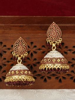 Anika's Creations - Traditional Gold Plated Enamelled Party Wear Jhumka Earring