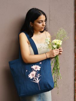 EcoRight - Large Zipper Tote Bag - Happy Flowers
