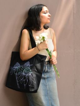 EcoRight - Large Zipper Tote Bag - Night Garden