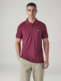 Levi's - Mens Maroon Solid Polo T-Shirt