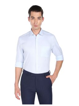 Arrow - Men Light Blue Dobby Weave Solid Formal Shirt