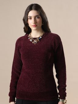 Globus - Women Burgundy Textured Sweater