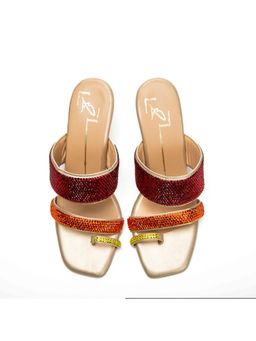 NIDHI BHANDARI - Multi-Color One Toe Swarovski Detailing Block Heels