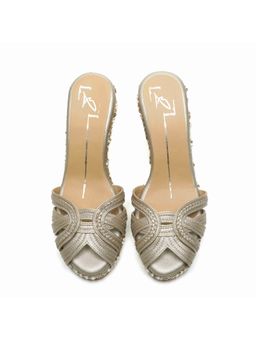 NIDHI BHANDARI - Gold Open Toe Embroidery Wedges