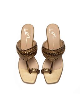 NIDHI BHANDARI - Gold One Toe Faux Leather Heels