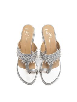 NIDHI BHANDARI - Silver One Toe Embroidery Block Heels