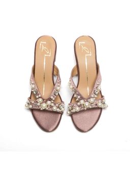 NIDHI BHANDARI - Nude Open Toe Embroidery Block Heels