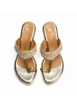 NIDHI BHANDARI - Gold One Toe Mid Embroidery Wedges