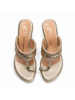 NIDHI BHANDARI - Gold One Toe Swarovski Detailing Wedges