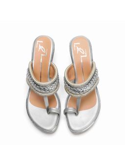 NIDHI BHANDARI - Silver One Toe Mid Swarovski Detailing Wedges