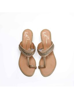 NIDHI BHANDARI - Beige One Toe Swarovski Detailing Wedges