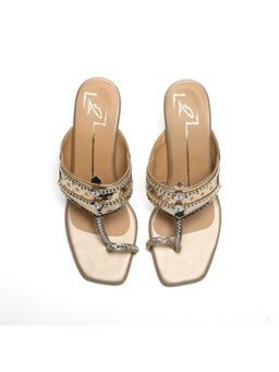 NIDHI BHANDARI - Gold One Toe Comfort Embroidery Block Heels