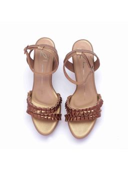 NIDHI BHANDARI - Tan Open Toe High Faux Leather Heels