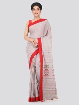 PinkLoom - Women's Cotton Saree With Unstitched Blouse Piece,Grey