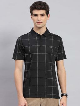Monte Carlo - Men Black Checks Polo T-shirt