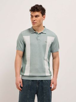 The Bear House - Men Blue Colorblock Polo T-shirt
