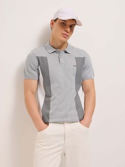 The Bear House - Men Grey Colorblock Polo T-shirt