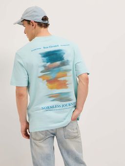 The Bear House - Men Aqua Printed T-shirt