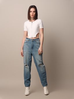 ONLY - Women Solid Crop Top T-Shirt