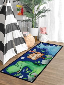 Saral Home - Dinasaur Anti-Skid-Pp Runner-45X120 Cms-Navy Blue