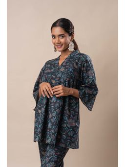 GulaboSitabo - Black Printed Cotton Flared Top
