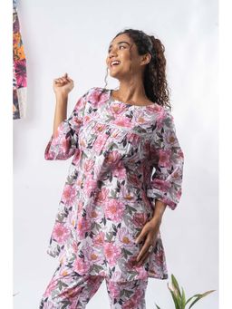 GulaboSitabo - White Printed A-Line Cotton Top