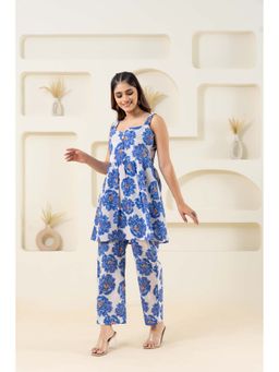 GulaboSitabo - White Floral Printed Pure Cotton Sleeveless Top