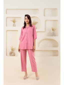 GulaboSitabo - Pink Shawl Collar Solid Shirt