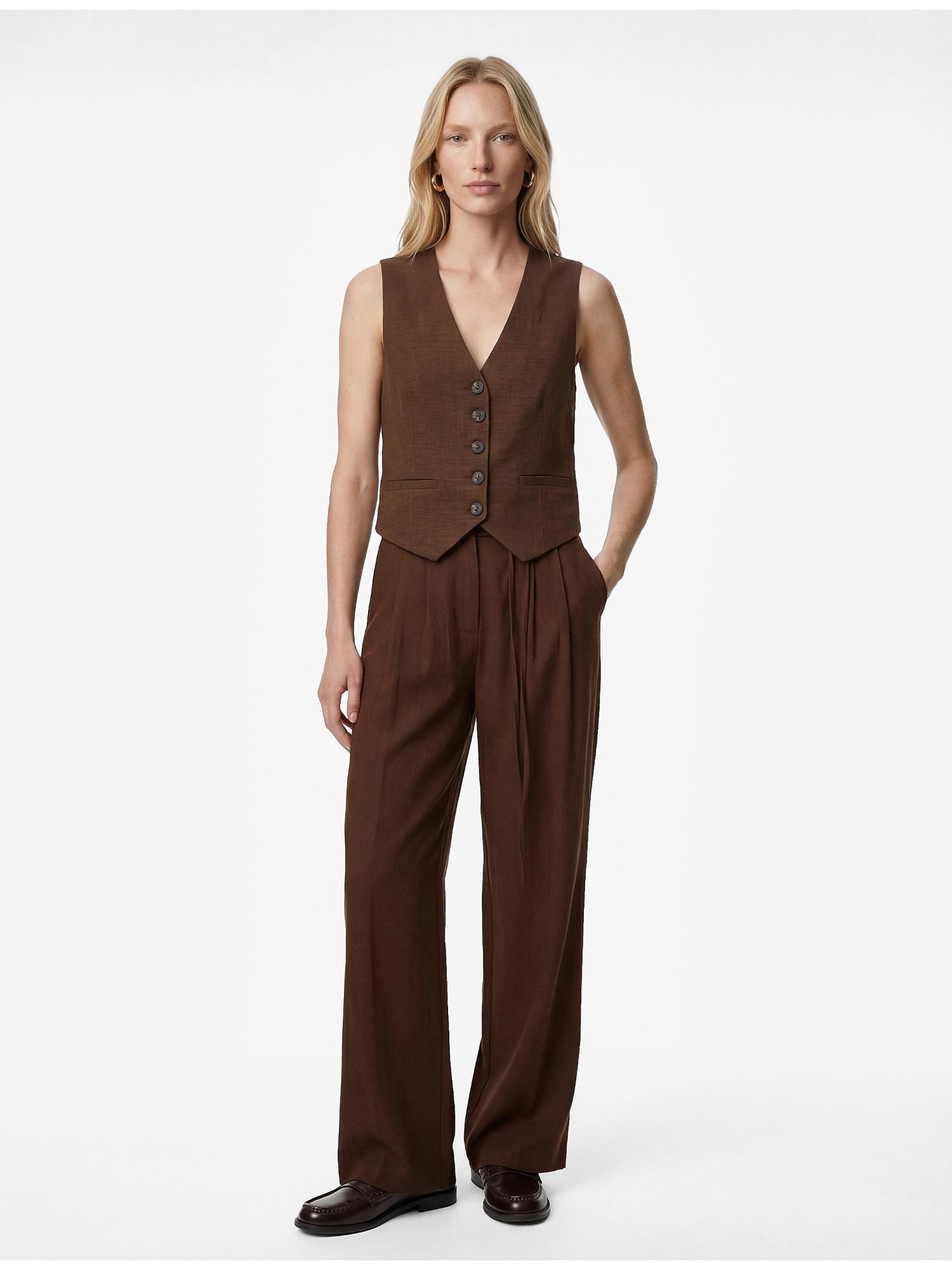 koton Brown Blazer Vest Waist Coat-picture-24