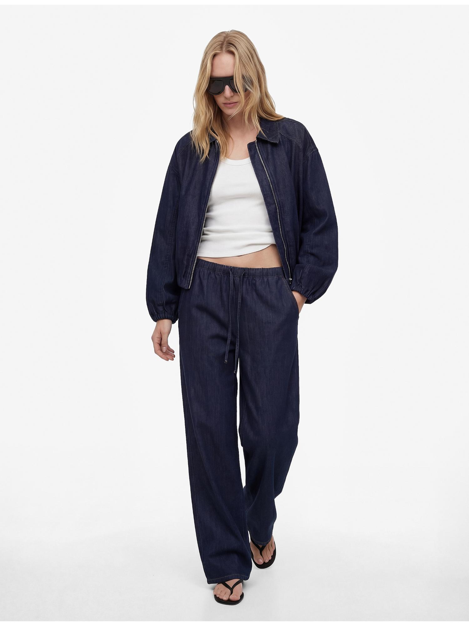 koton Navy Blue Denim Bomber Jacket-picture-40