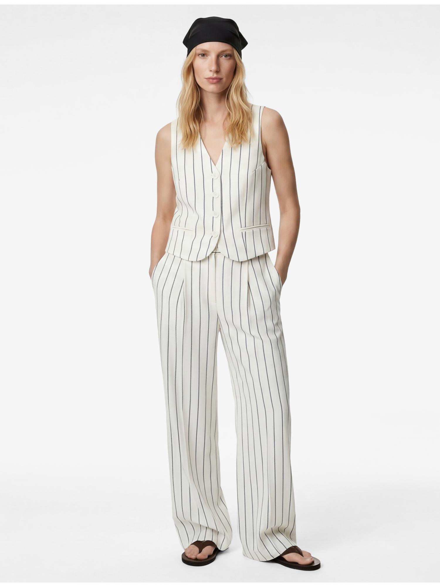 koton White Stripes Vest Waist Coat-picture-40