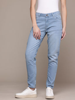 Freehand - Women Blue Slim Fit Solid Mid-Rise Jeans