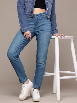 Freehand - Women Blue Slim Fit Solid Mid-Rise Jeans
