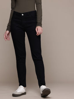 Freehand - Women Black Slim Fit Solid Mid-Rise Jeans