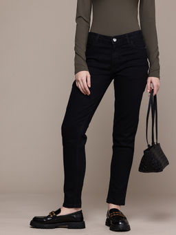 Freehand - Women Black Slim Fit Solid Mid-Rise Jeans