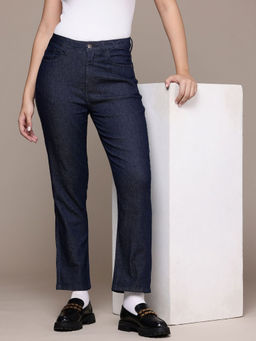 Freehand - Women Navy Blue Straight Fit Solid Mid-Rise Jeans