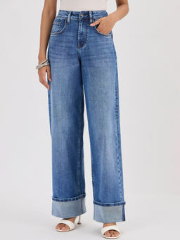 Femmella - Women Blue The Roll-Up High Rise Jeans