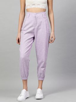STREET 9 - Women Lavender Printed Trousers