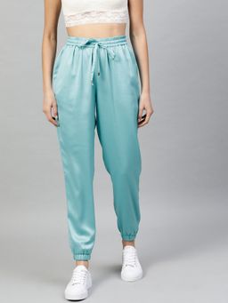 STREET 9 - Women Turquoise Satin Jogger