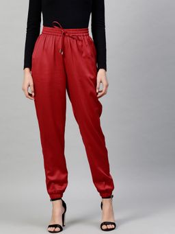 STREET 9 - Women Red Satin Jogger