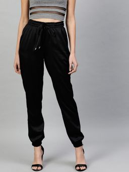 STREET 9 - Women Black Satin Jogger
