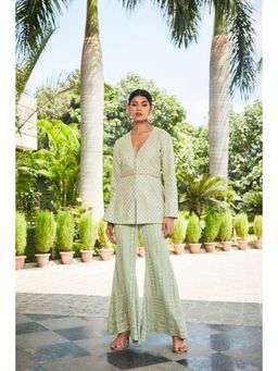 Bohame - Rania Pastel Green Mirror Work & Chikankari Co-Ord (Set of 2)
